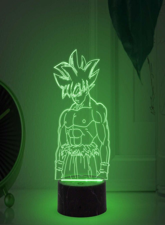 GIFTMEBAZAR مصباح طاولة LED ثلاثي الأبعاد بتصميم أنمي من GIFTMEBAZAR، مزود بإضاءة متغيرة الألوان تلقائيًا ويعمل بمنفذ USB | هدية لمحبي الأنمي | هدية عيد ميلاد لمحبي الأنمي | مصباح ديكور منزلي مستوحى من الأنمي (DragonBallZ369 (Goku)) - Image 2